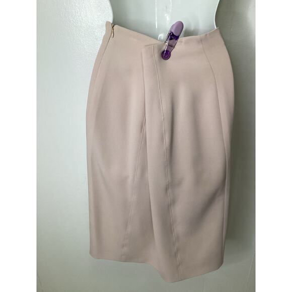 Max Mara Gorgeous Cream Ivory Crepe Stretch Classic Career Pencil Skirt 12  M - Picture 4 of 6